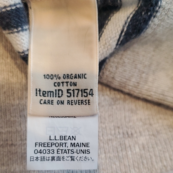 L.L. Bean Navy and Cream Striped Crew Neck Sweater - Picture 3 of 7